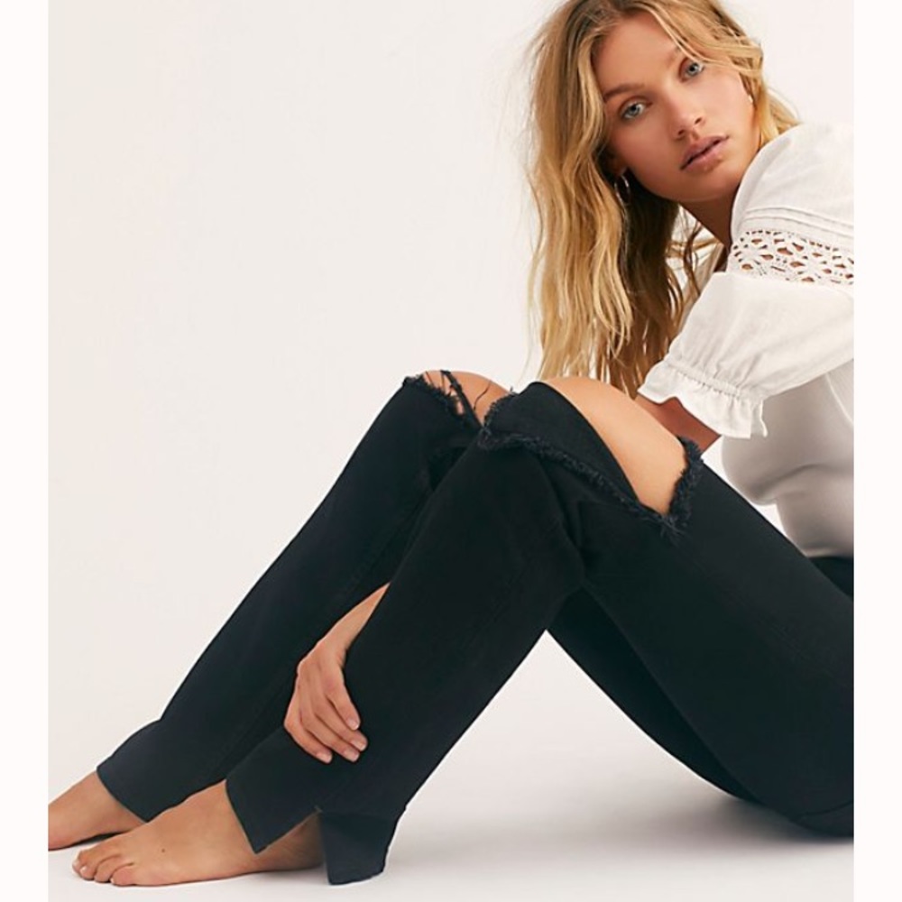free people // NEW my own lane black straight jean